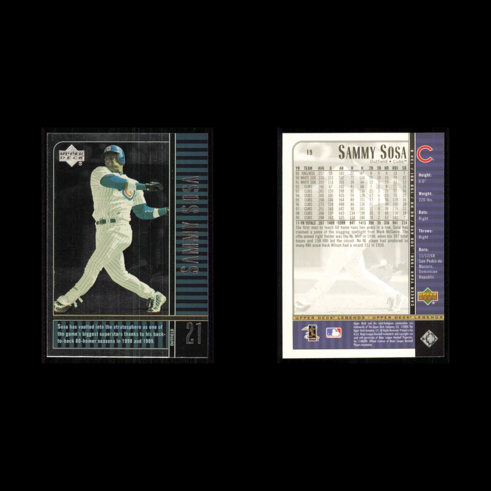 Sammy Sosa #19 2000 Upper Deck Legends Chicago Cubs Baseball Card MLB NM - Image 3 of 3