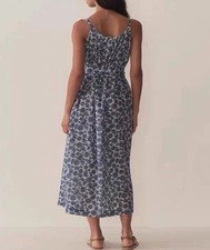 Women Doen U-neck Floral A-line Slip Midi Dress