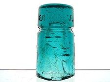 TALL DOMER OLIVE GREEN SWIRLS E.C & M Co S.F. Western Glass Telegraph Insulator