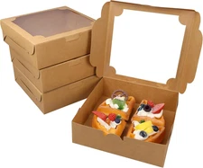 8x8x2.5 Inches Brown Pie Box 20 PCS Bakery Boxes with Window for Cookies