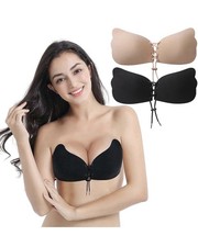 2 Pack Adhesive Bra, Strapless Backless Push-up Bras with Invisible Nipple Cover