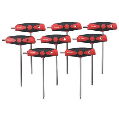 Wiha 54095 8 Piece Softgrip Dual Drive Metric T-Handle Set
