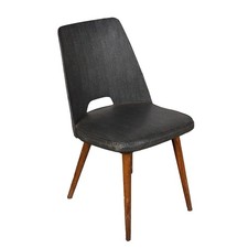 Sedia Vintage Svizzera Anni 50-60 Imbottita Espanso Rivestita Skai Legno Faggio
