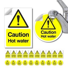 Caution Hot Water Safety Signs Stickers 20pcs Self Adhesive Vinyl - 6.5cmx 9.5cm