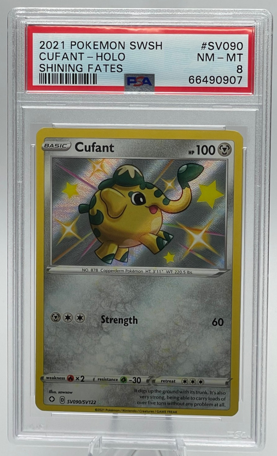 2021 POKEMON SWORD & SHIELD SHINING FATES #SV090 CUFANT-HOLO PSA 8 NM-MT