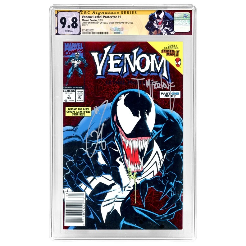 Tom Hardy & Todd McFarlane Autographed 1993 Venom Lethal Protector #1 CGC SS 9.8