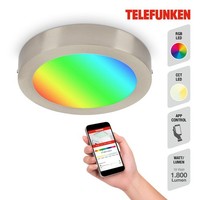 Led Deckenleuchte Smart Wifi Sprachsteuerung Dimmbar Rgb 22,5Cm Matt Nickel