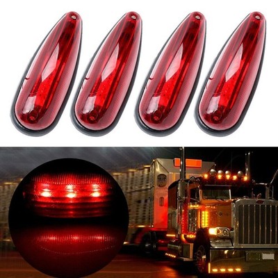 4pcs Red 3led Truck Roof Top Cab Clearance Light Trailer Bus Side Marker Lamp
