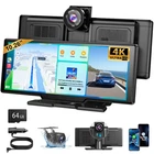 10.26" 4K Touch Screen BT Car Wireless Apple CarPlay Dash Cam Navi WIFI +CAM