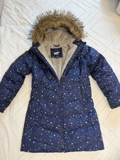 Girl s Lands End Navy Blue Starry Primaloft Faux Fur Hood Coat Girl s Size M 8