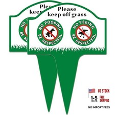 No Poop Dog Signs - 13.58"x9.64" Please Keep Off Grass Yard Sign with Stake