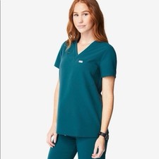 FIGS Catarina Caribbean Blue V Neck Scrub Top Women's Size Large PO 3119