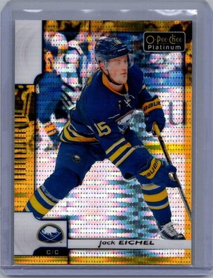 2017-18 O-Pee-Chee Platinum #42 Jack Eichel Seismic-Gold #/50