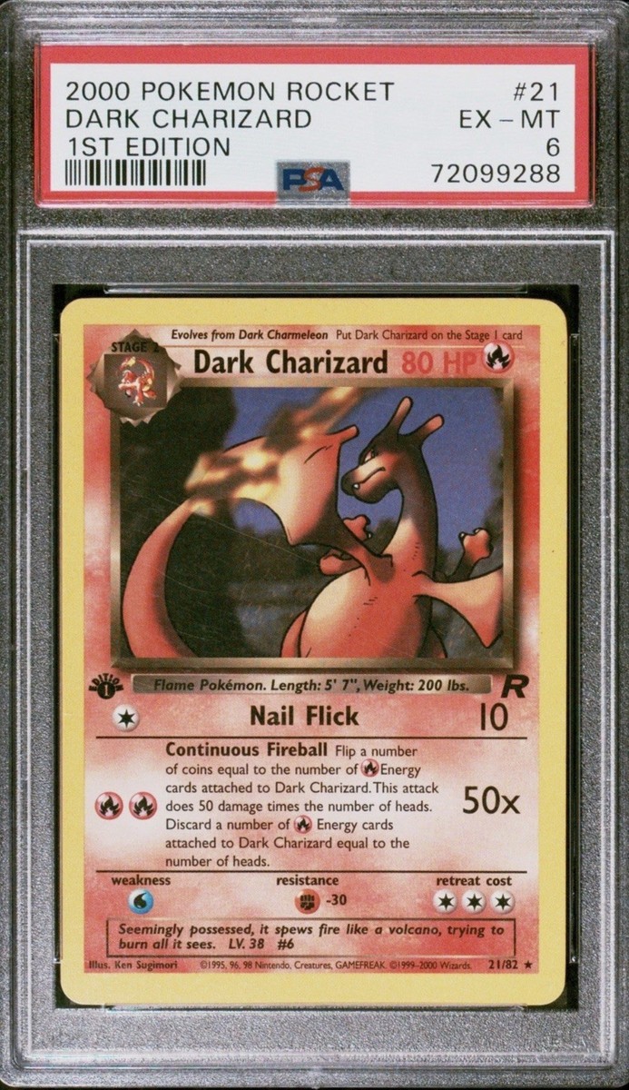 Pokémon Dark Charizard 21/82 Team Rocket 1st Edition Rare PSA 6