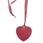 1980s Happy Birthday Barbie #1922 Child Size Pink Heart Necklace on Ribbon