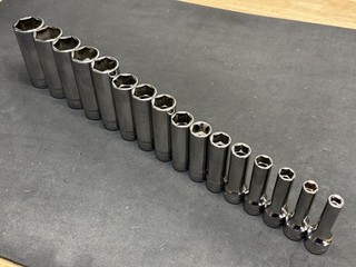 Snap on Tools 16pc 3/8" Flank Dr Deep Metric 6pt 6 21mm Deepwell Socket Set