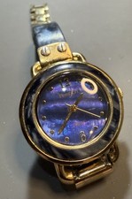 Armitron Now Ladies Watch Blue Dial Gold Tone 29mm Marble Bezel Japan Quartz