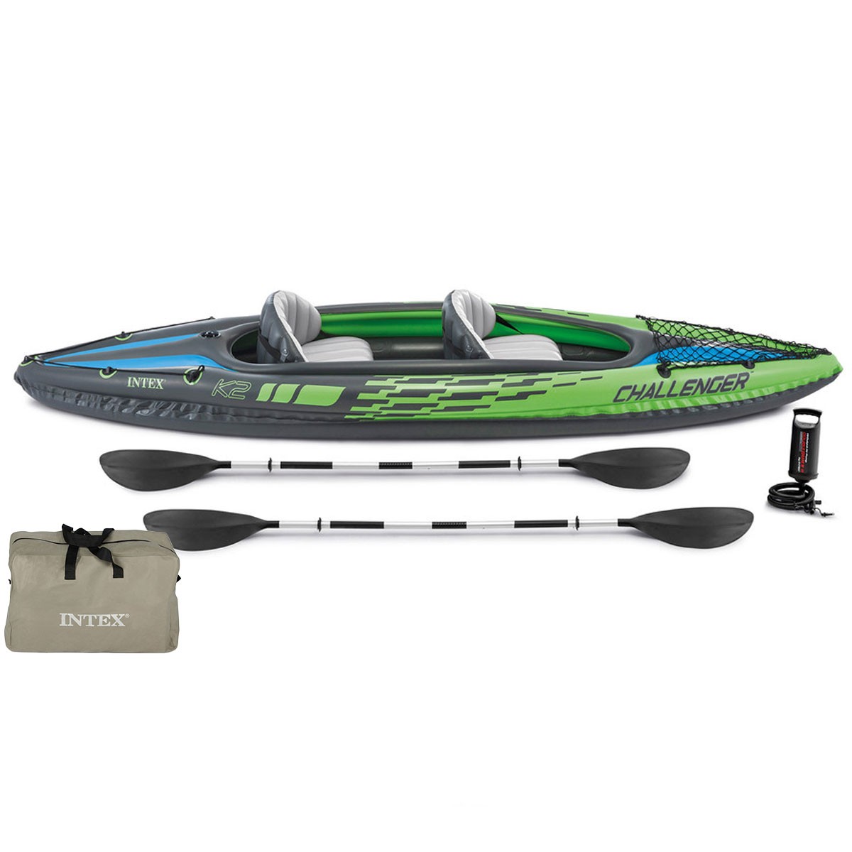 Intex K2 Challenger 2 Person Man Inflatable Kayak Canoe including Oars and Pump