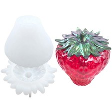Jewelry Box Mold 3d Strawberry Resin Mold Jar Mold Silicone Jar with Lid Mould
