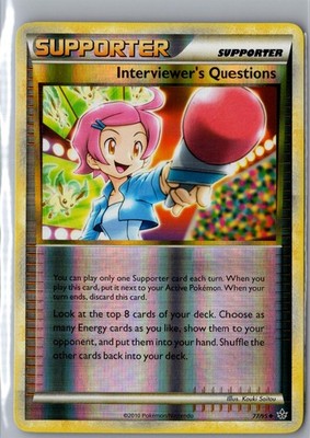 Interviewer's Questions 77/95 Uncommon HGSS Unleashed Pokemon Reverse Holo NM