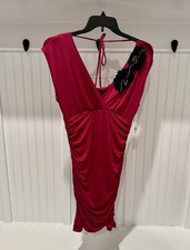 NWT LARGE Figure Hugging Pink Mini Dress with Black Floral Attachment ✨💲45