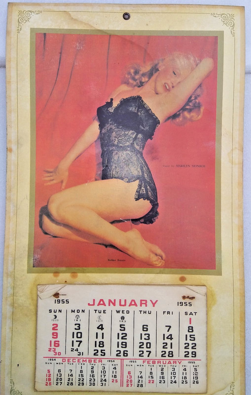 1955 Marilyn Monroe Golden Dreams Pin Up Calendar 10x17"