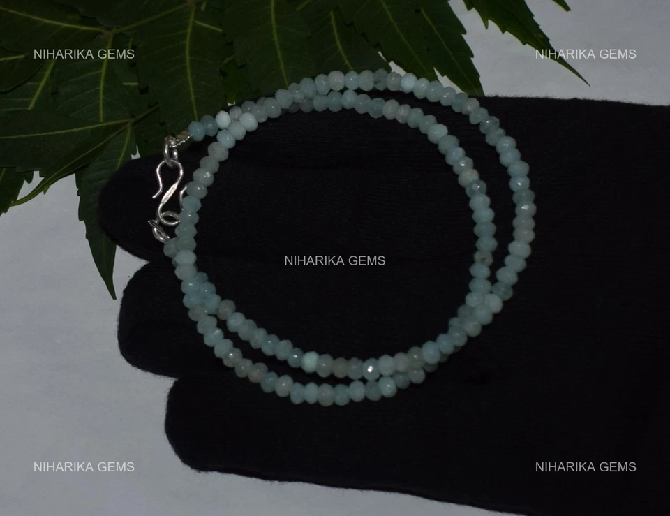 Collana Di Perle In Gemma Di Calcedonio Acquamarina In Argento Sterling 925 - Immagine 4 di 4