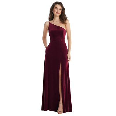 After Six 1556 Size 24 plus Velvet Long Maxi Dress Cabernet Burgundy 