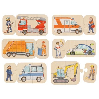 Puzzle Fahrzeuge 24 Teile 6 Puzzle aus Holz goki 57373