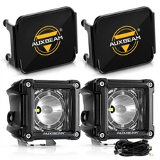 AUXBEAM 3"inch LED Work Light Bar SPOT Pods Driving Lamps & Black Cover Shield