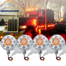 4X Round 24 LED  Double Face Pedestal Fender Truck Turn Signal Light Stud Mount