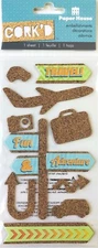 Paper House Cork’d Embellishments Travel Fun Adventure - NEW