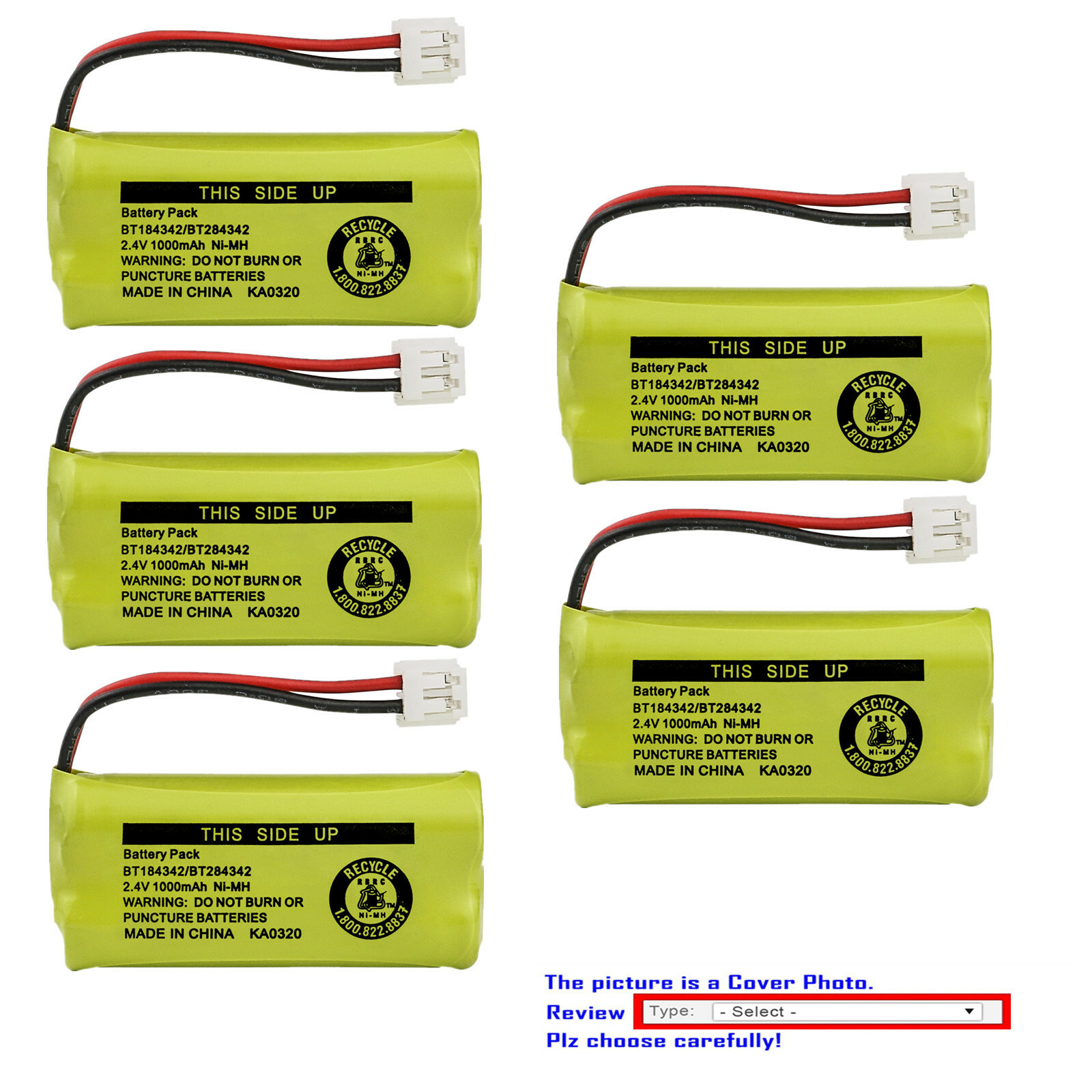 Kastar 2.4V 1000mAh Battery for Vtech BT18433 BT-18433 BT184342 BT-184342 BT-800