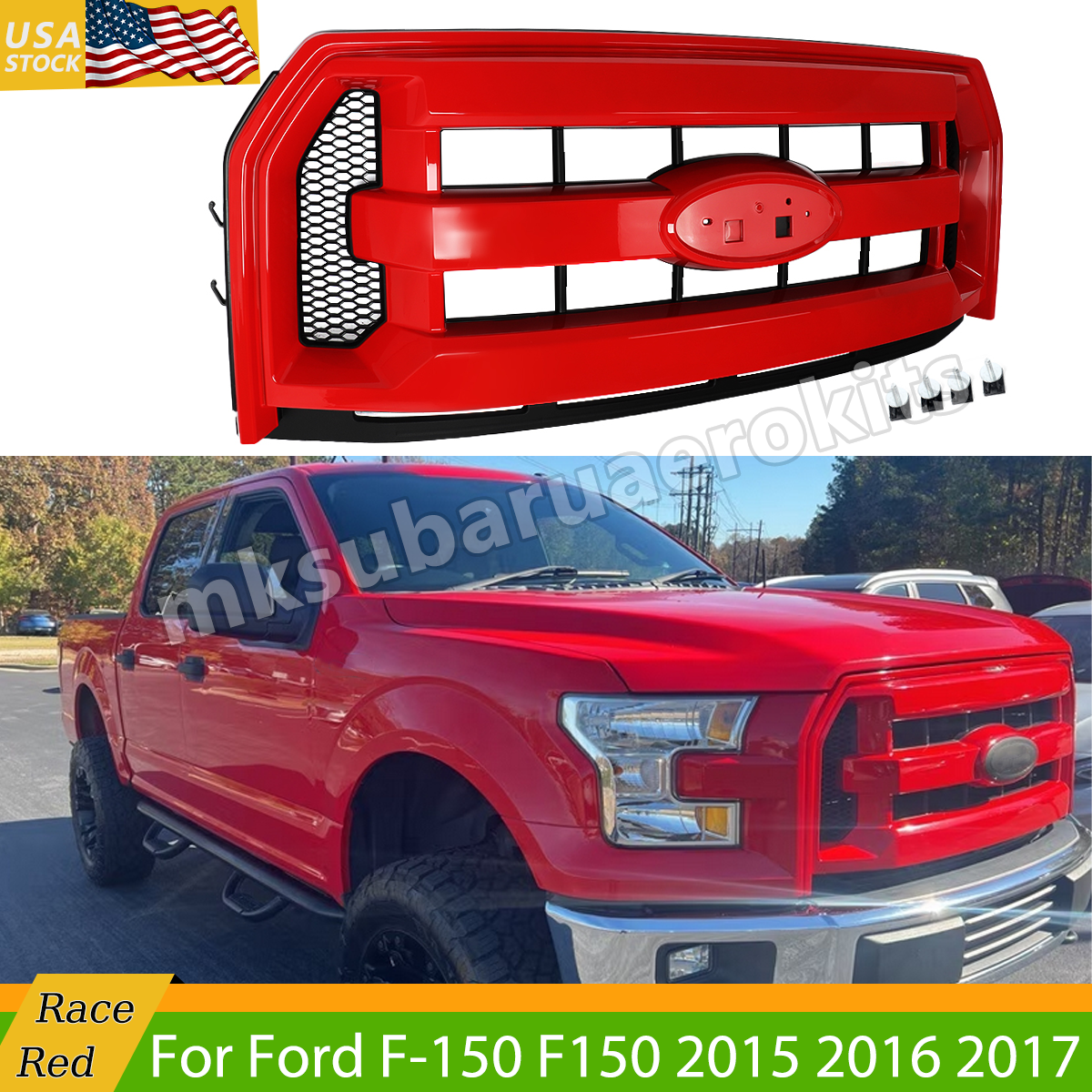 For 2015 2016 2017 Ford F-150 F150 Race Red Bumper Grille Assembly