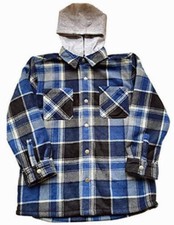 Freedom Foundry Youth Boy's Plush Flannel Shirt With Hood Ensign Blue