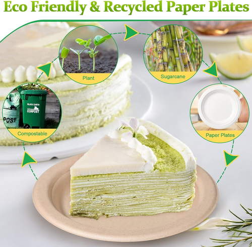 6-Inch Paper Plates 100-Pack - Compostable Disposable Plates for Dessert & Cake - Picture 4 of 12