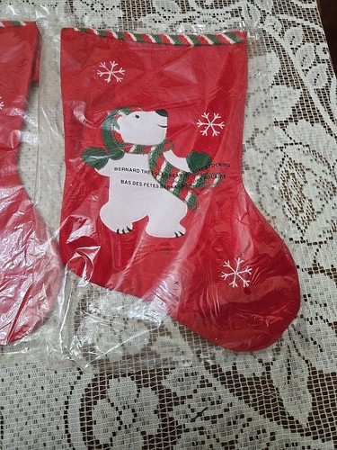 3 Avon Bernard Polar Bear Holiday Stocking Red White Green 2009 Christmas Sealed - Picture 4 of 12