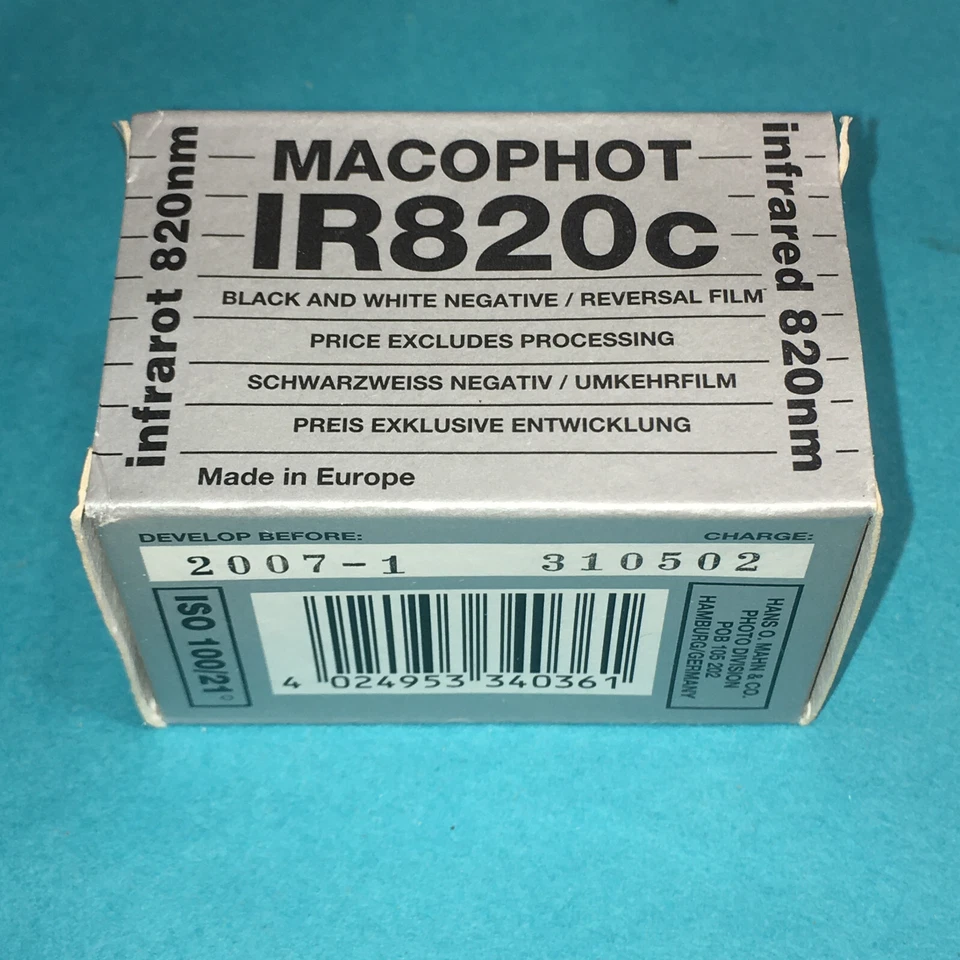 Película infrarroja Macophot IR820C 35 mm 36 caducada 2007 congelador almacenado desde nueva Foto 3 de 4