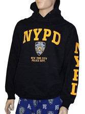 NYPD Hoodie Yellow Sleeve Print Sweatshirt Navy New York Shirt Mens Hooded NWT