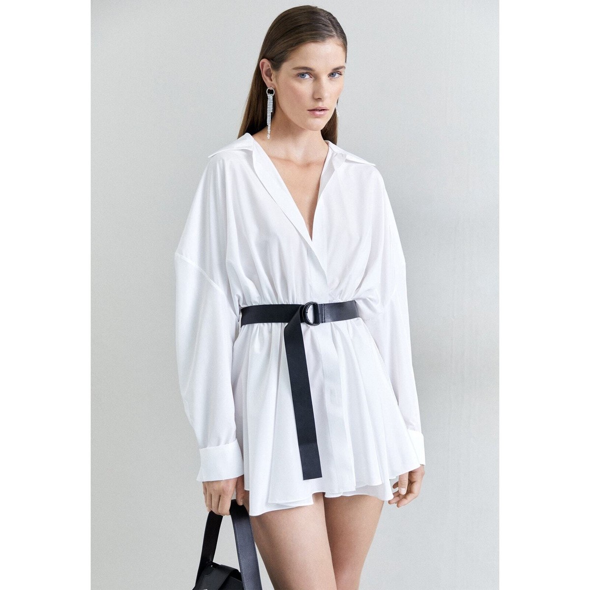 norma kamali mini tie front nk shirt dress Four Sleeve NK Shirt Mini Dress