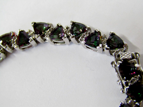 Orianne 925 Sterling Silver Mystic Quartz & White Topaz Tennis Bracelet - Picture 2 of 8