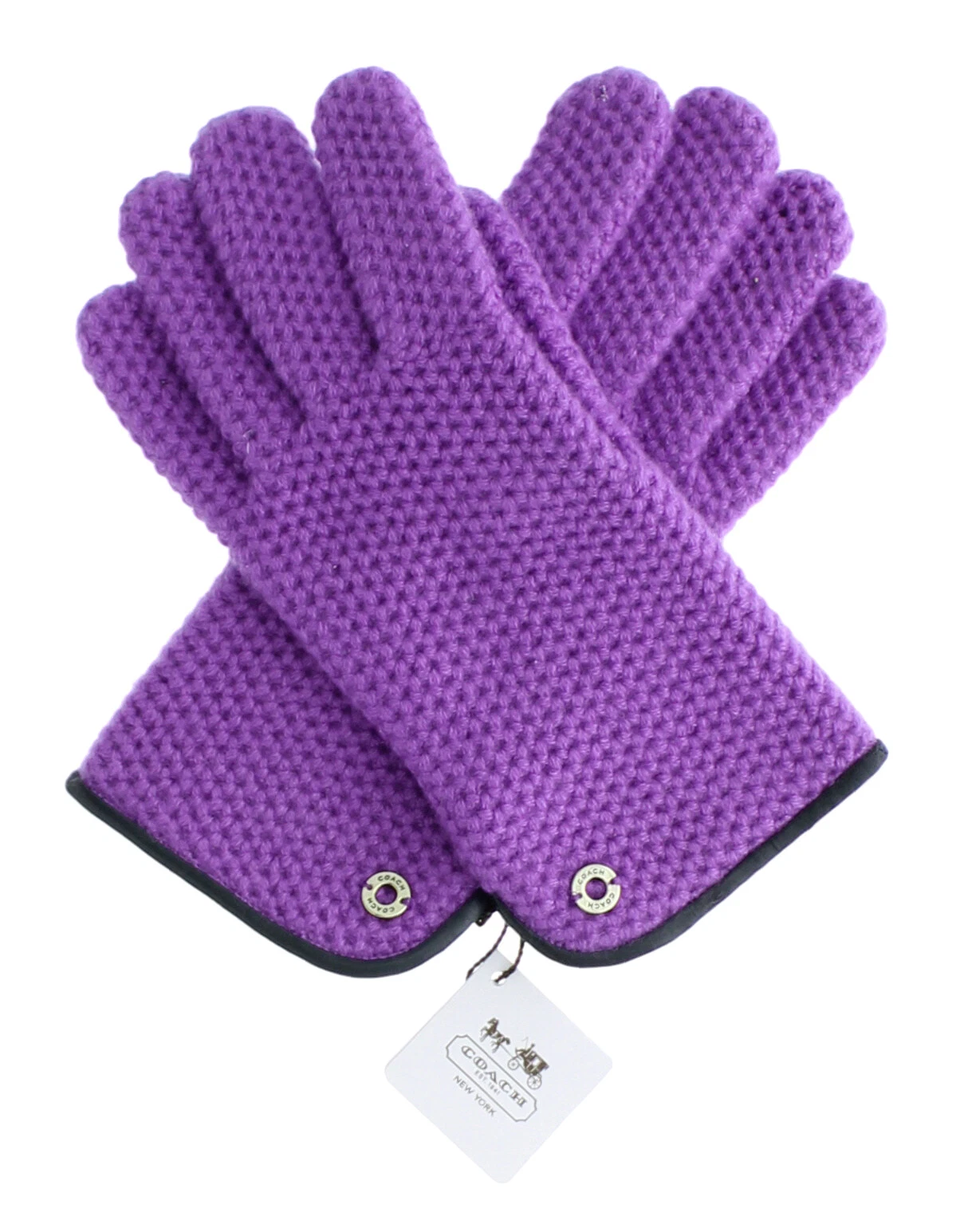 Coach Women's Cashmere Gloves 83892, Honeycomb Knitted Stretch Gloves, MSRP $98
