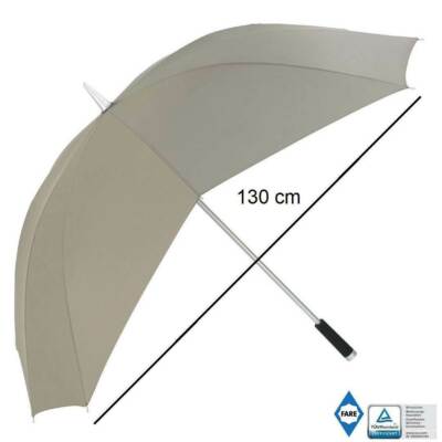 XXL Fare Regenschirm Stockschirm Sturmsicher Schirm Groß Stabil 130x99 cm taupe
