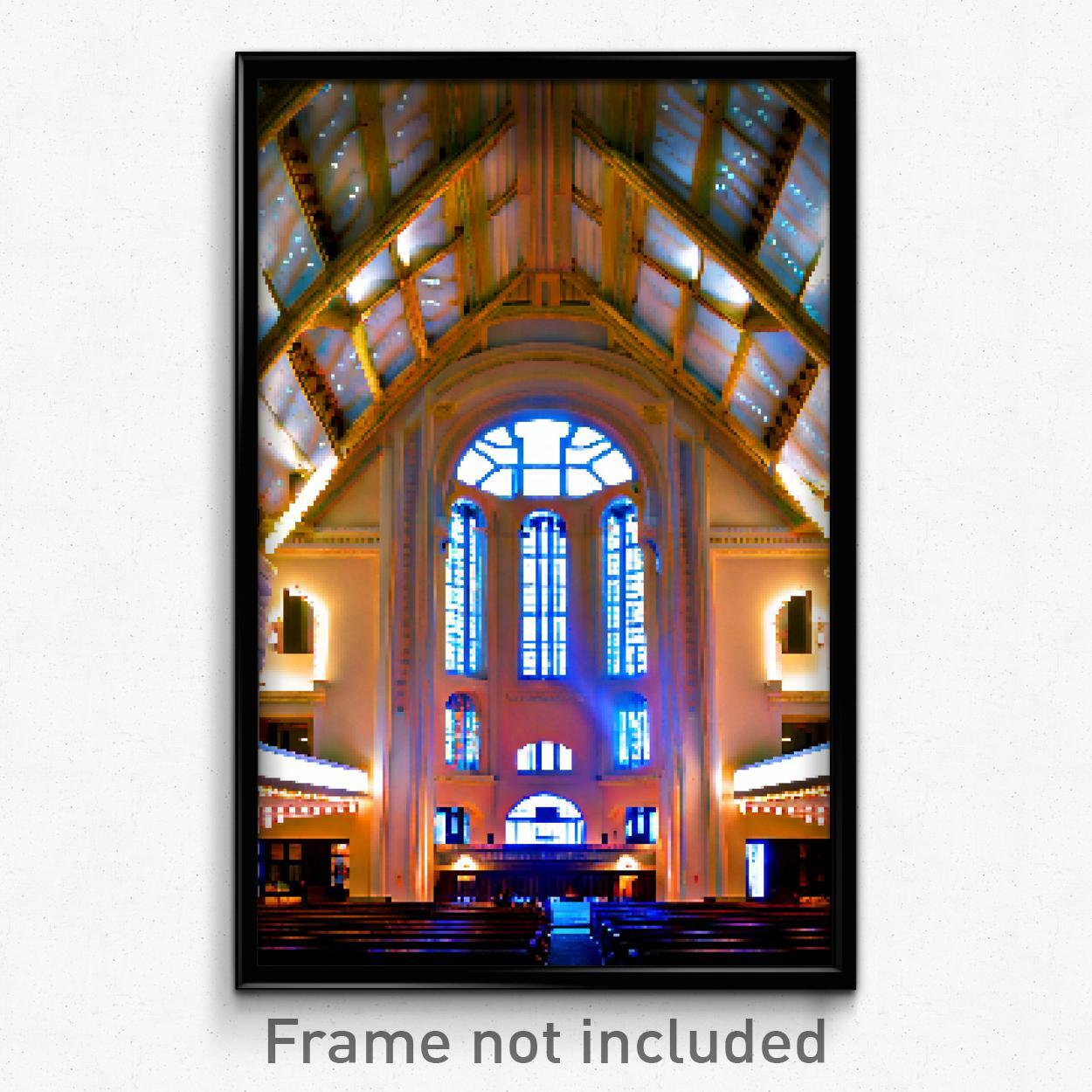 Pixel Art Poster - Gargantuan American Architecture (8 Bit Video Game Print)