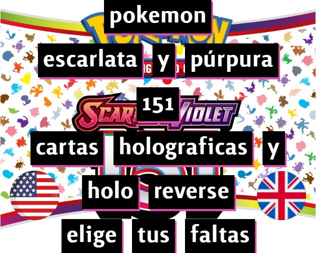 pokemon 151 escarlata y purpura elige tus faltas cartas en inglés