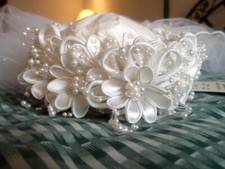 NWT Wedding Veil with Silk Floral Bun Wrap, Color: White