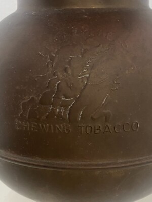 redskin brand chewing tobacco spittoon age Redskin Brand Chewing Tobacco Cut Plug Brass Spittoon, Possibly an Original