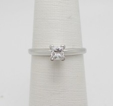 1/3CT Natural Princess Diamond Solitaire Engagement Wedding Ring 14K White Gold