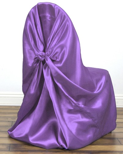 10/25/50 Satin Universal Self Tiie Chair Covers Wedding Party Decor - FREE SHIP - Afbeelding 13 van 27