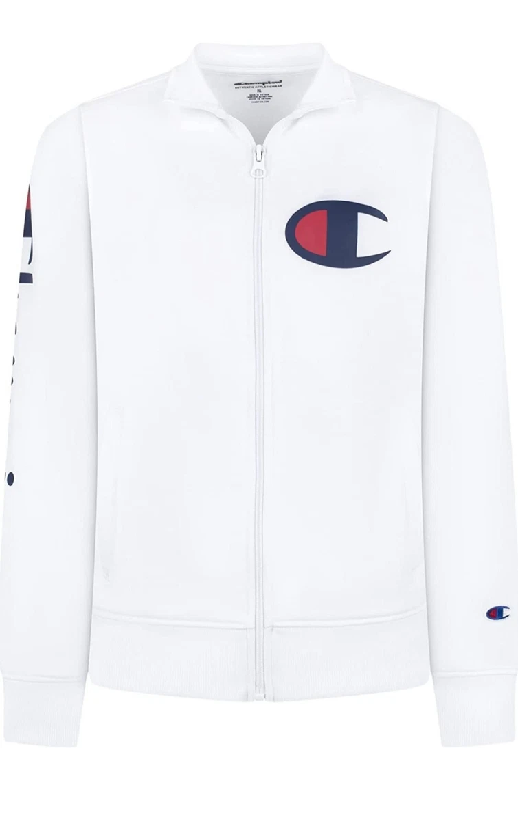 Kids Champion Full Zip Jacket White Large 14 16 Pockets Athleisure